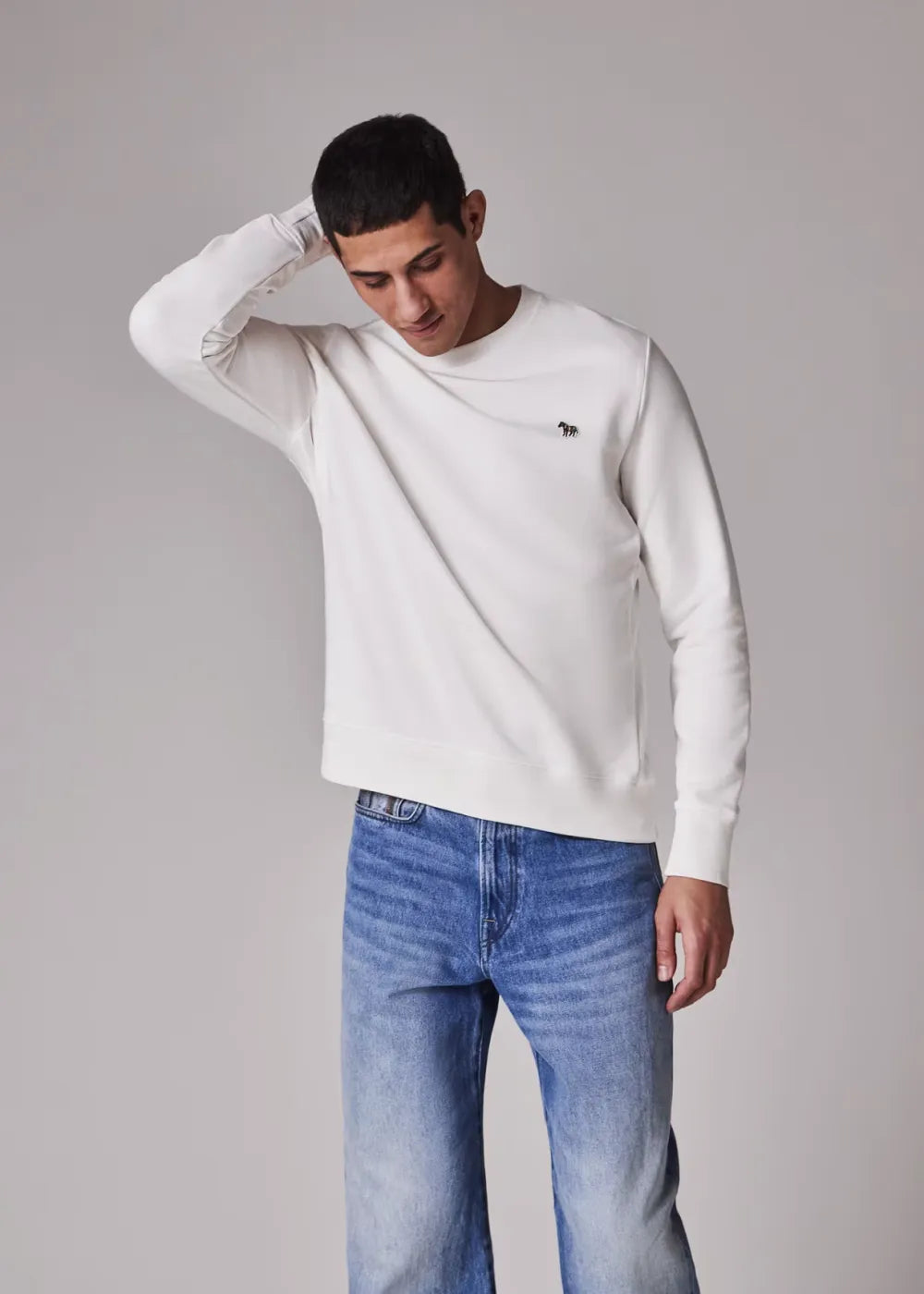 Ecru Organic Cotton Zebra Logo Sweatshirt
