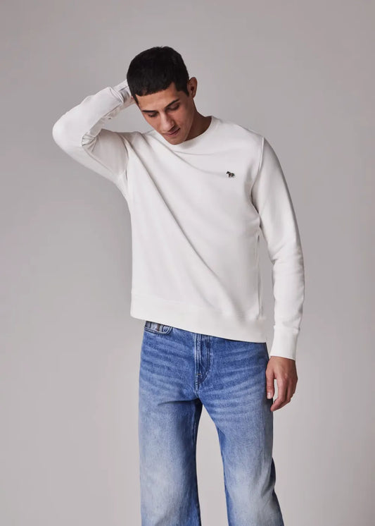 Ecru Organic Cotton Zebra Logo Sweatshirt