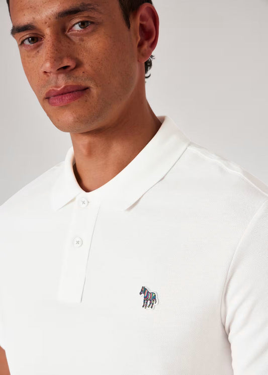 Ecru Organic Cotton Zebra Polo Shirt