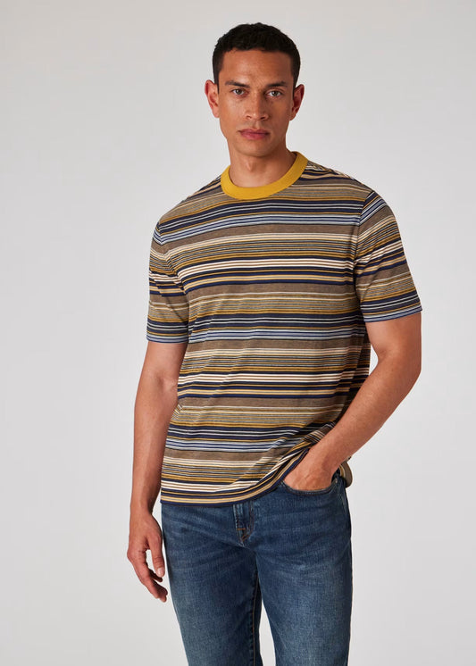 Yellow And  Stripe Cotton T-Shirt