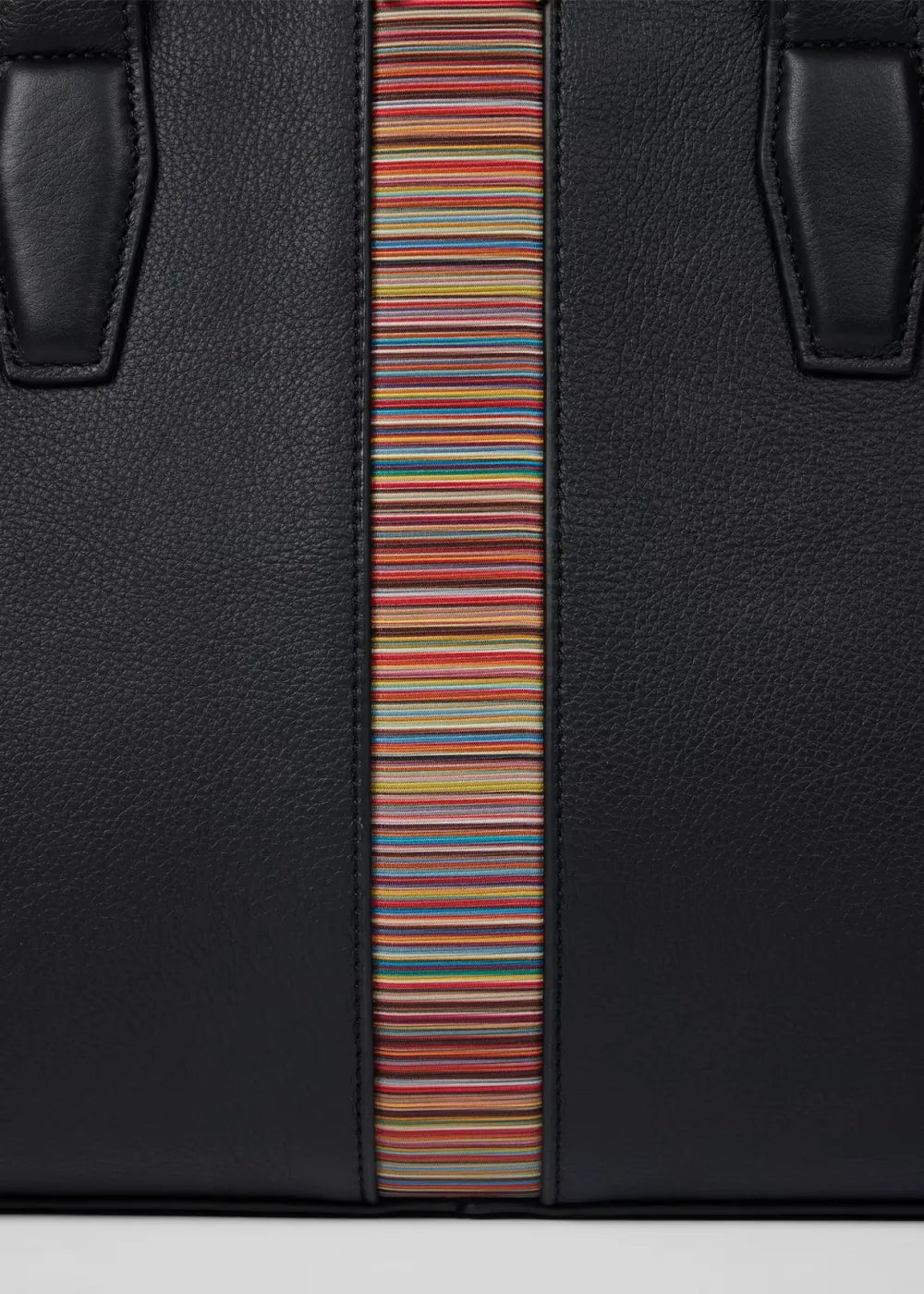 Black Leather 'Signature Stripe' Holdall Bag