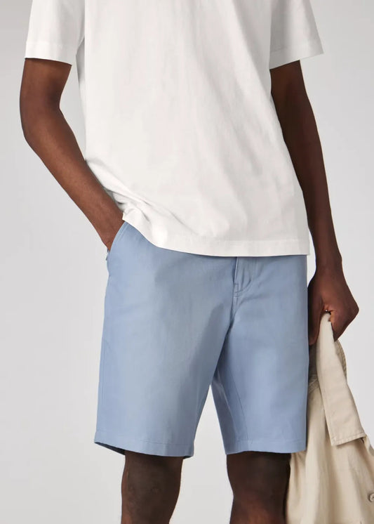 Sky Blue Cotton-Linen Shorts