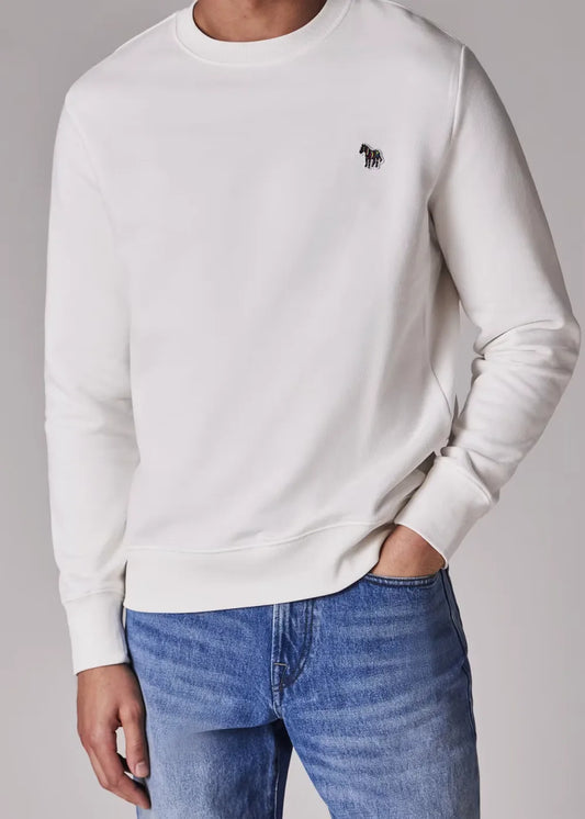 Ecru Organic Cotton Zebra Logo Sweatshirt
